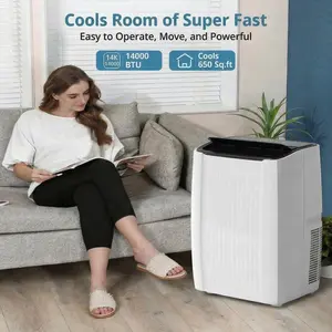 OUTGOODS 14000 BTU 5-in-1 Portable Air Conditioner, Mobile AC with Cooling, Fan & Dry Dehumidify Modes, LED Display & Remote Control, Cools Spaces Up to 650 Sq Ft for Home & Office Use