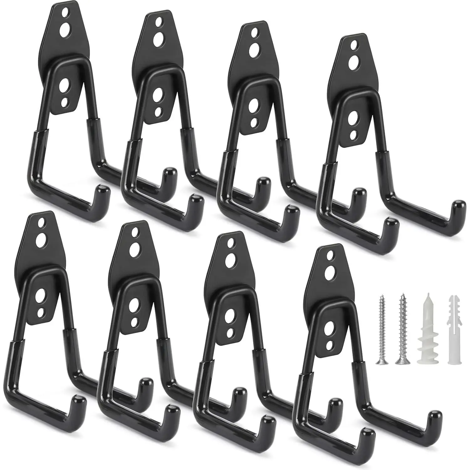 8 Pack Heavy Duty Garage Hooks Storage Organizer Wall Mount Power and Garden Tool Hangers, for Hanging Ladders, Ropes, Hose, Bulk Items