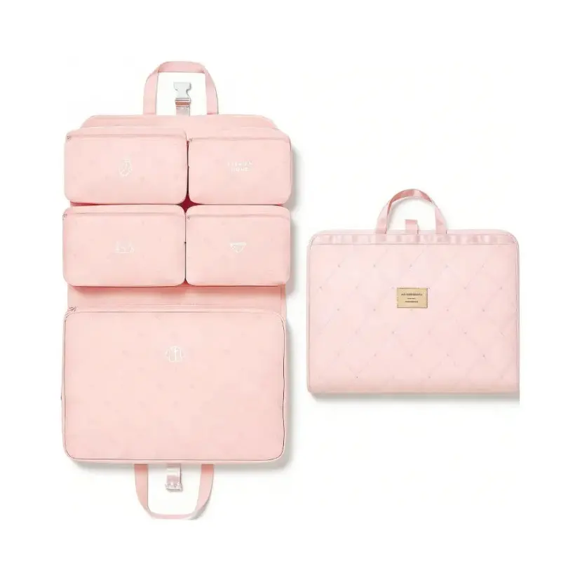 Hanging Travel Organizer with Compression Packing Cube, Multi-Layer Storage for Socks Underwear & Bras, Foldable Luggage Organizer for Suitcase and Carry-On Travel  storage bag portable cosmetic large capacity storage bag set toiletry lightweight