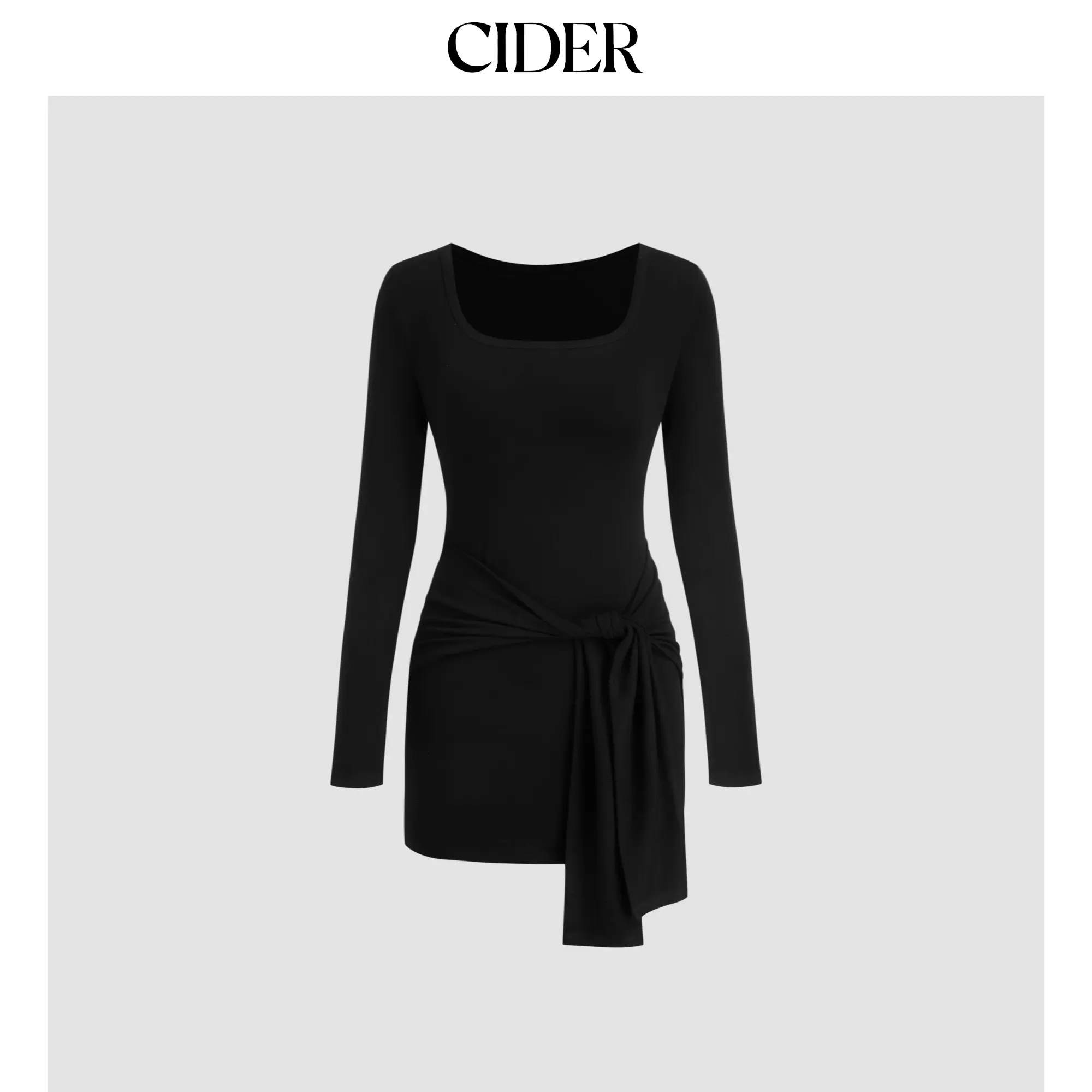 Cider Round Neckline Twist Knotted Mini Dress SohoChic