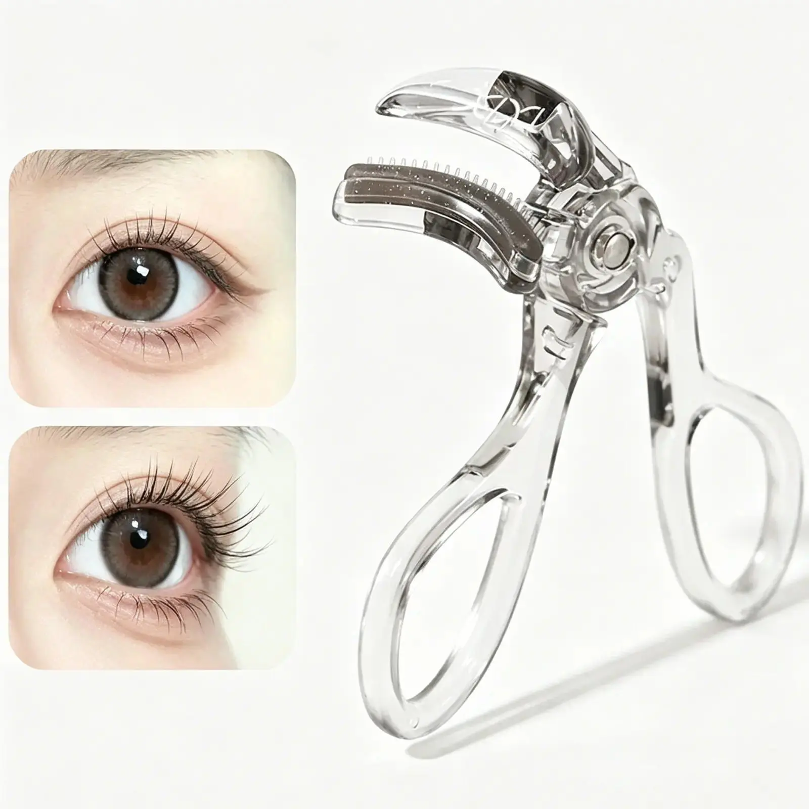 Wide Arc Eyelash Curler with Attached Comb - Sensitive-Safe Soft Contact Structure for All Eye Shapes, Uniform Lash Lifting, Long-Lasting Curl, Easy Operation Without Eyelid Squeezing (Party Bags & Gifts, Home & Festive Supplies)