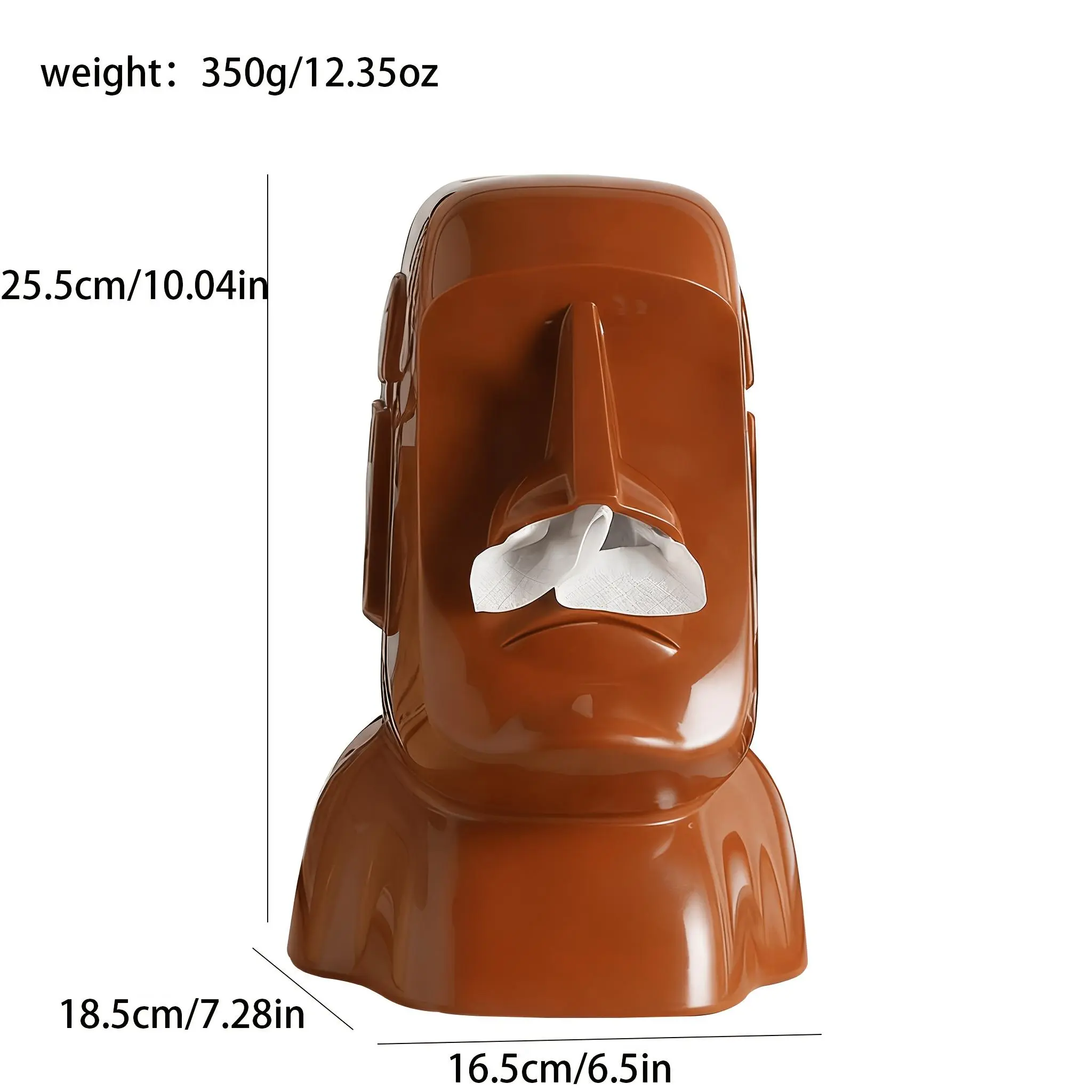 [Home office desk decor] Creative Moai Head Tissue Box 1pc, Resin Stone Statue Napkin Dispenser, Multi-functional Headphone Stand & Eyeglass Holder for Home Office Desk Decor Gift