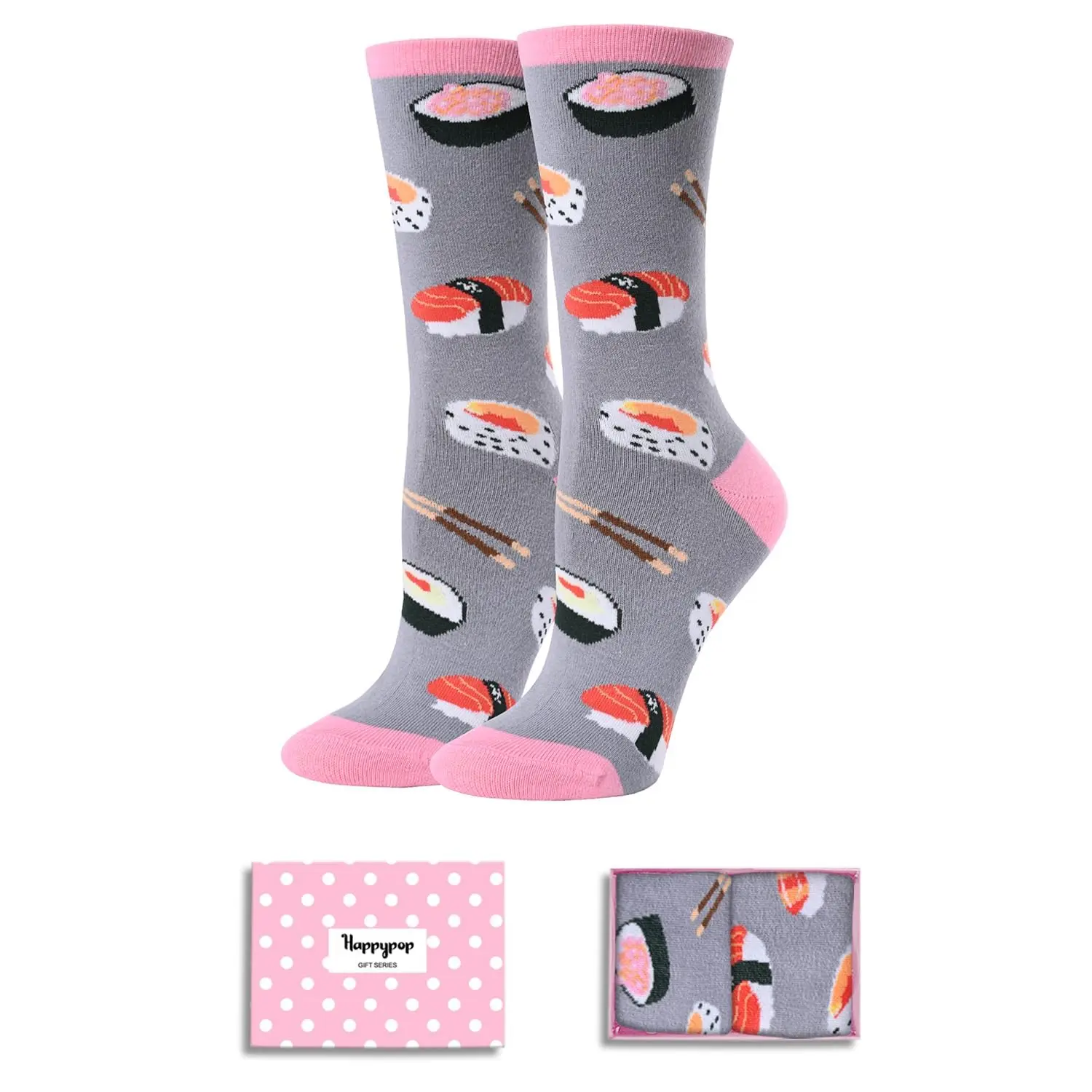HAPPYPOP Funny Sushi Socks for Women, Novelty Sushi Gifts For Sushi Lovers, Anniversary Gift For Her, Gift For Mom, Funny Food Socks, Womens Sushi Themed Socks