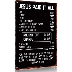 Lightweight Metal Aluminium 8x12in Vintage Inspirational Wall Art Decor, Hanging Plaque Rustic Printed Sign, Religious Decoration Gift for Home, Church Office Decorative Display Piece