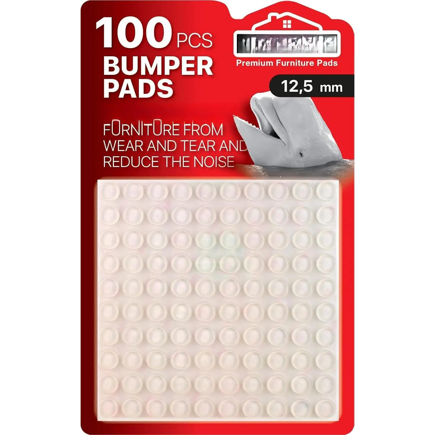 Cabinet Door Bumpers  -  Cabinet Bumpers 100 count  1/2 " Sound Dampening Door Bumper & Glass table top Bumpers!  Rubber Bumpers! Glass & Surface protection with our Furniture Bumpers!