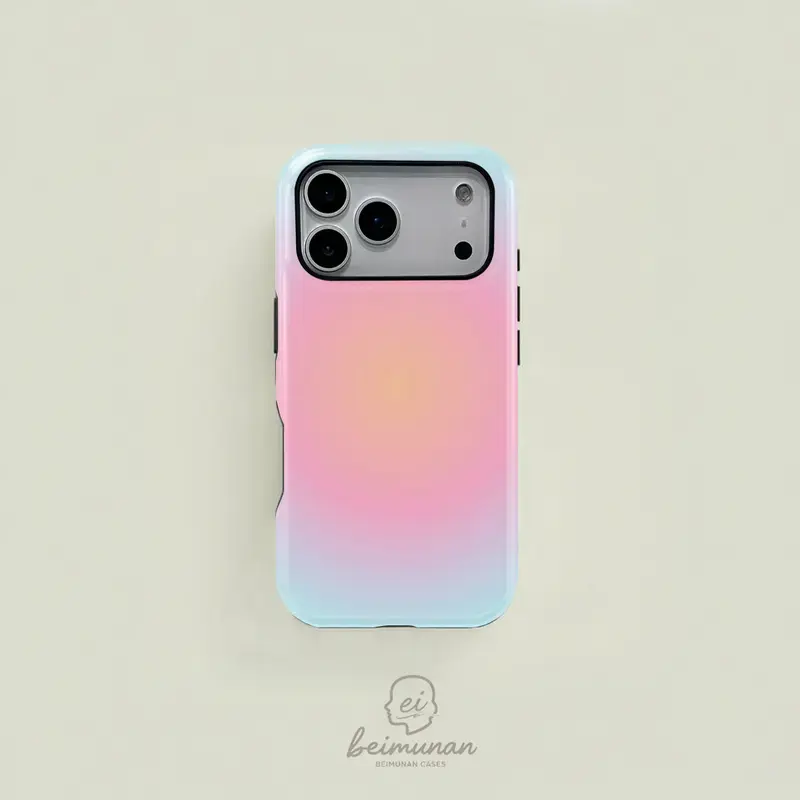 Blue and pink gradient pattern dual-layer protective case, sturdy and durable 2-in-1 case, compatible with iPhone 17/16/15/14/13/12/11 Pro Max/Plus/Pro, and Samsung GalaxyS26/S25/S24/S23 /S22/S21Ultra/Plus series, simple and stylish phone case.