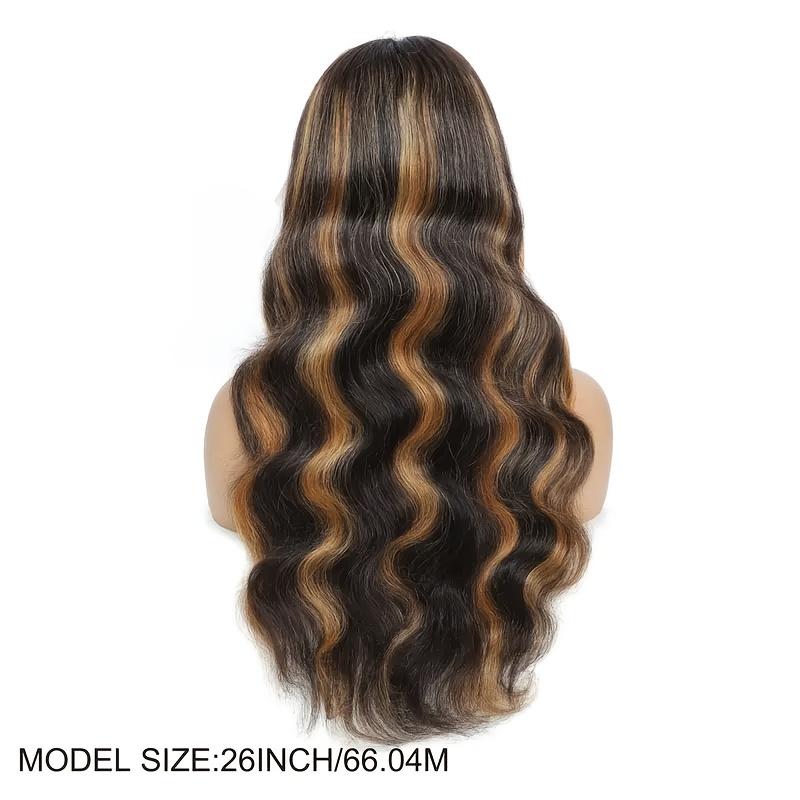 1pc Unisex 26 Inch Body Wave Lace Front Wig, 5x5 Glueless, Pre Plucked with Baby Hair, 200% Density, Sports Style, Black & Honey Blonde Ombre, 1b/30 Balayage Wig for Women