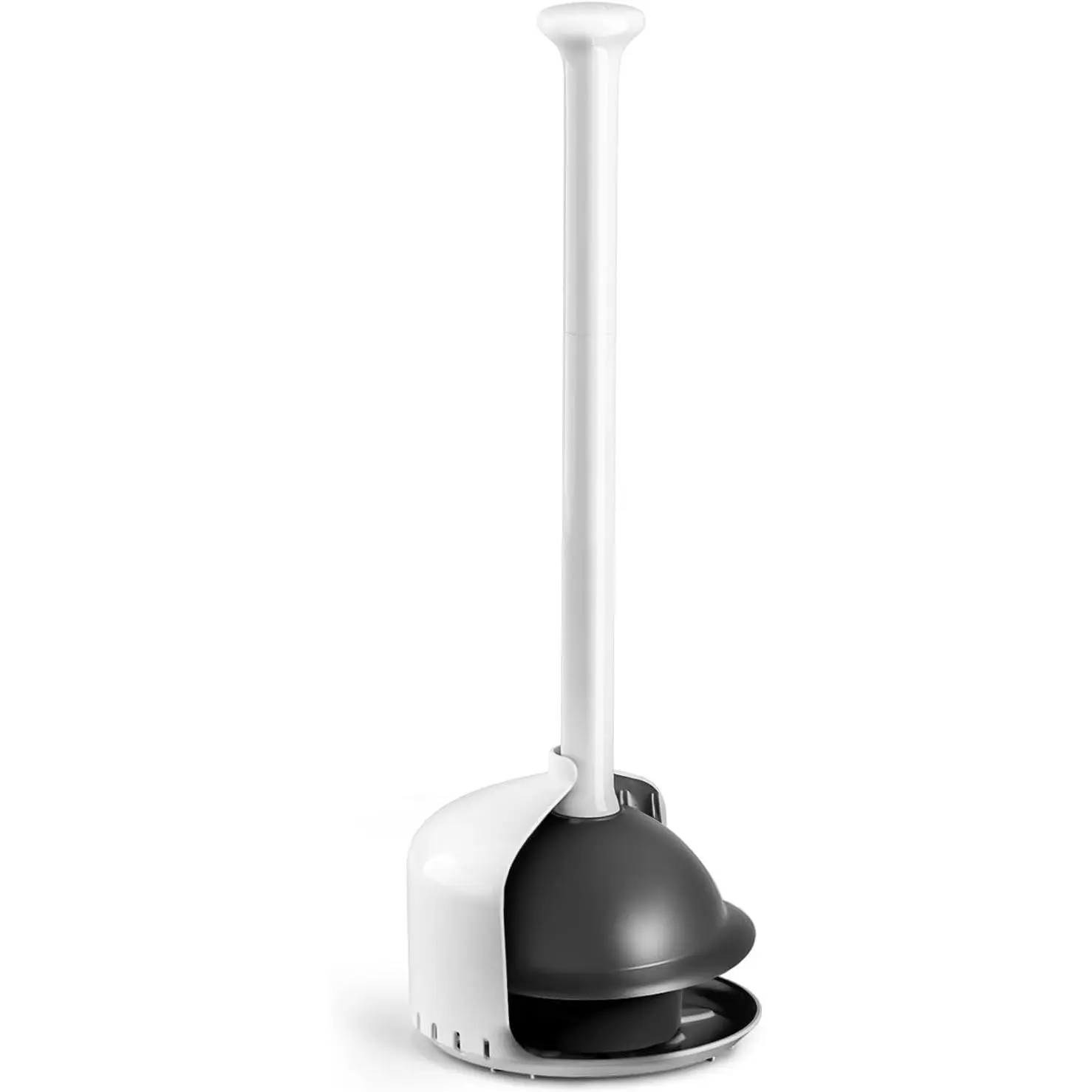 Toilet Plunger with Holder, Heavy Duty Plunger and Holder Combo for Bathroom Cleaning, Bathroom Decor, Bathroom Accessories, Toilet Bowl Cleaners, 19-Inch White