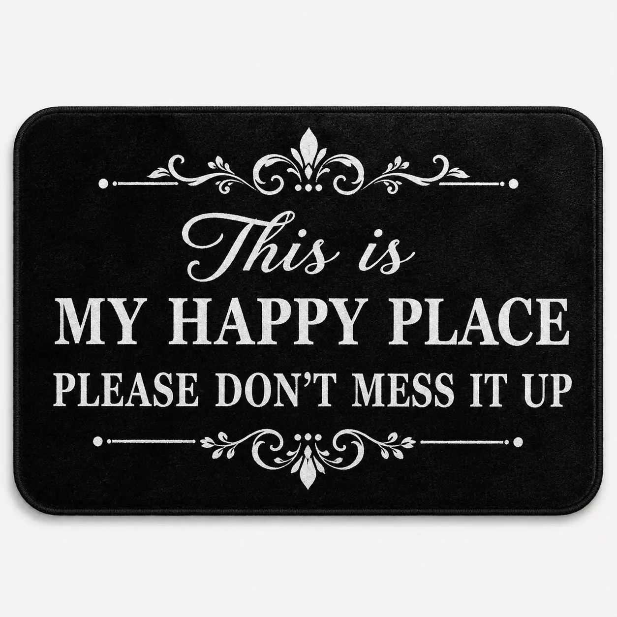 Door Mat Outside Entrance Funny -This is My Happy Place Don't F It Up Doormat, Sarcastic Welcome Front Door Mat Outside Entrance Non Slip Entry Mat for Entryway Porch Home Decor 16 * 24in