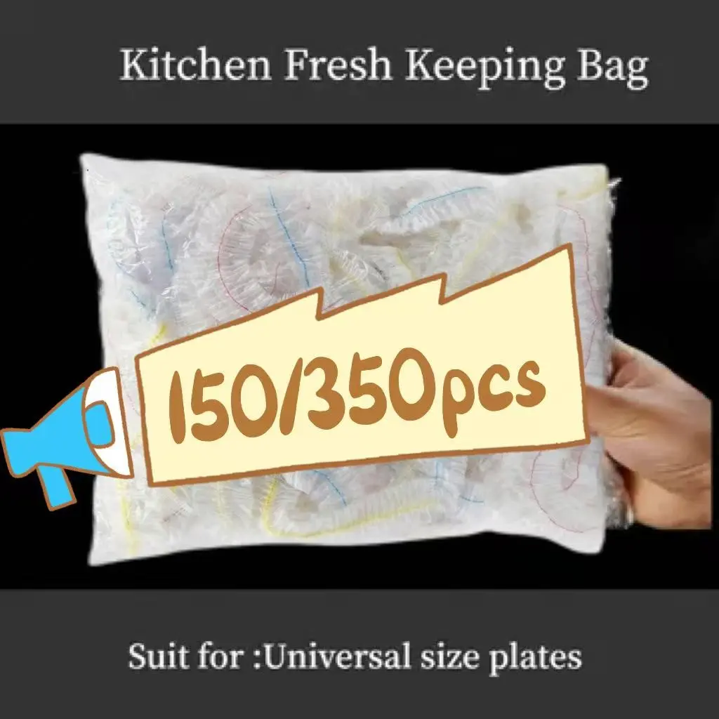 150/350 Disposable Food Seal Wraps with Elastic Tight Seal for Kitchen Food Preservation, Food-Grade Pe Material, Multi-Size Fits All Dishes, Easy to Use and Reusable, Keeps Food Fresh and Sealed
