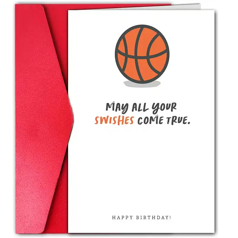 Birthday Card Basketball, Sports Theme Greeting Card, Perfect for Birthdays, Unique Design, Ideal Gift for Sports Enthusiasts