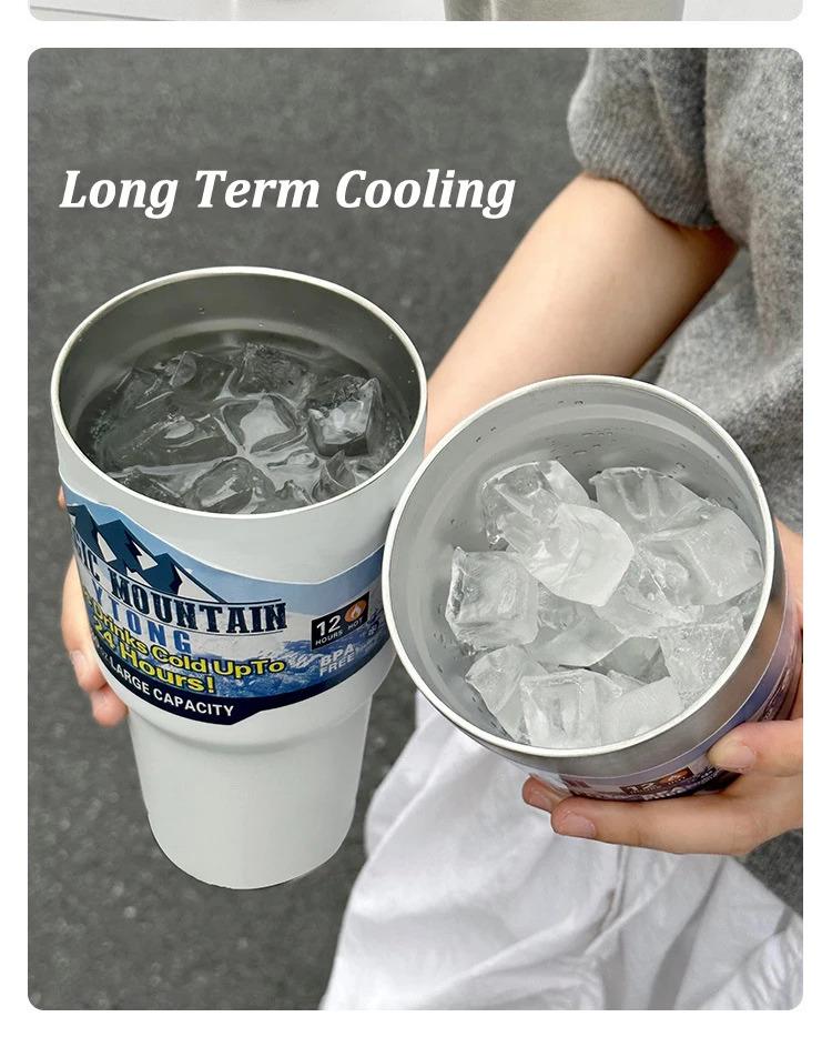 Magic Stainless Steel Freeze Thermos Cup with Straw Ice Coffee Drink Vacuum Insulated Bottle Car Travel Outdoor Mountain Cup Magic Stainless Steel Freeze Thermos Cup with Straw Ice Coffee Drink Vacuum Insulated Bottle Car Travel Outdoor Mountain Cup