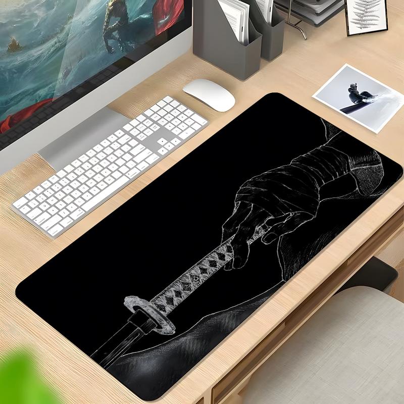 Anime Katana Pattern Mouse Pad, Large Game Mouse Pad, Aesthetic Desktop Decoration Protective Pad, Non-slip Rubber Pad for Laptop, Desktop Computer Games, Gaming Desk Accessory
