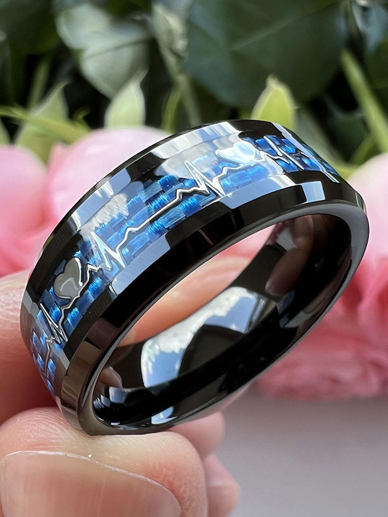 Stainless Steel Ring, Fashion Heartbeat Design Ring for Party, Daily Decor, Trendy All-match & Exquisite Jewelry for Birthday Gift, Statement Multi Ring