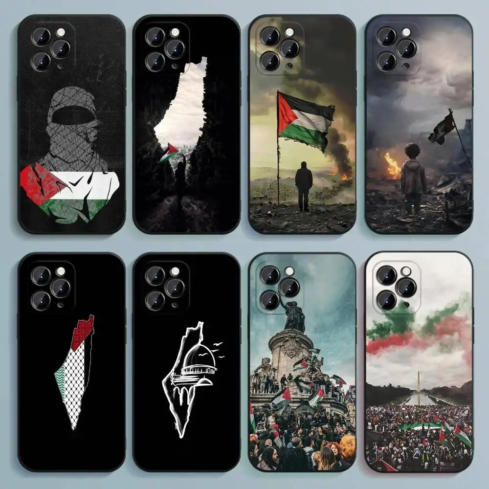 Hyperrealism Glam Palestine Flag Map TPU Phone Case - Anti-Drop, Shockproof, Durable Soft Silicone Back Cover for iPhone 17 ProMax,16,15,14,13,12,11,Mini,Pro & Samsung Galaxy S26,S25,S24,S23,S22,S21 FE,EDGE,Ultra,Plus - Cellphone Accessory, High Detail, E