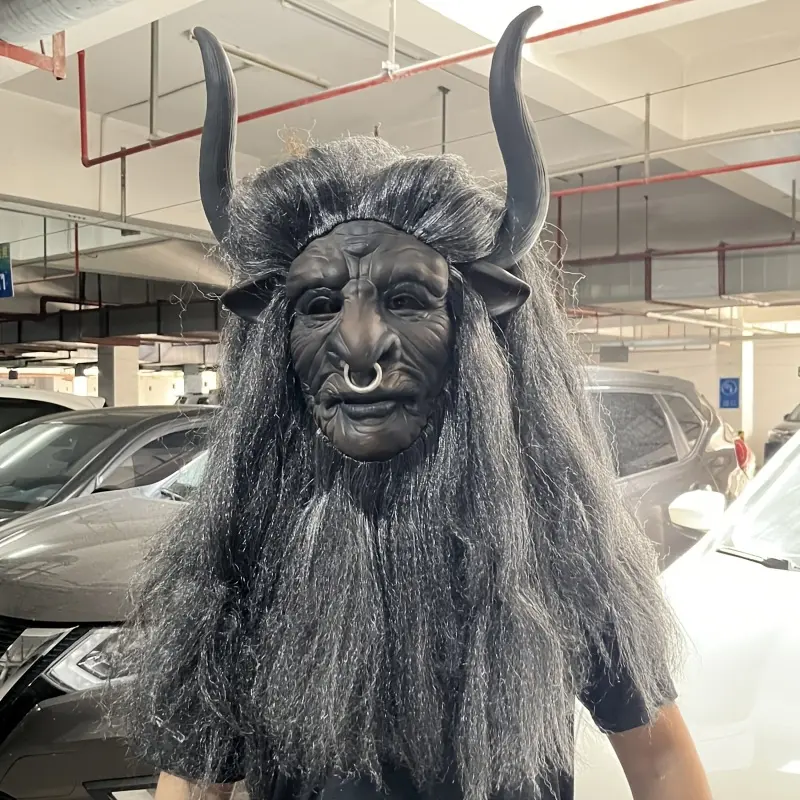 Unique Natural Latex Bull Demon King Mask – Punk Rock Bull Demon Full-Face Latex Headgear, Ideal Accessory for Halloween, Easter Carnivals & Cosplay Costumes