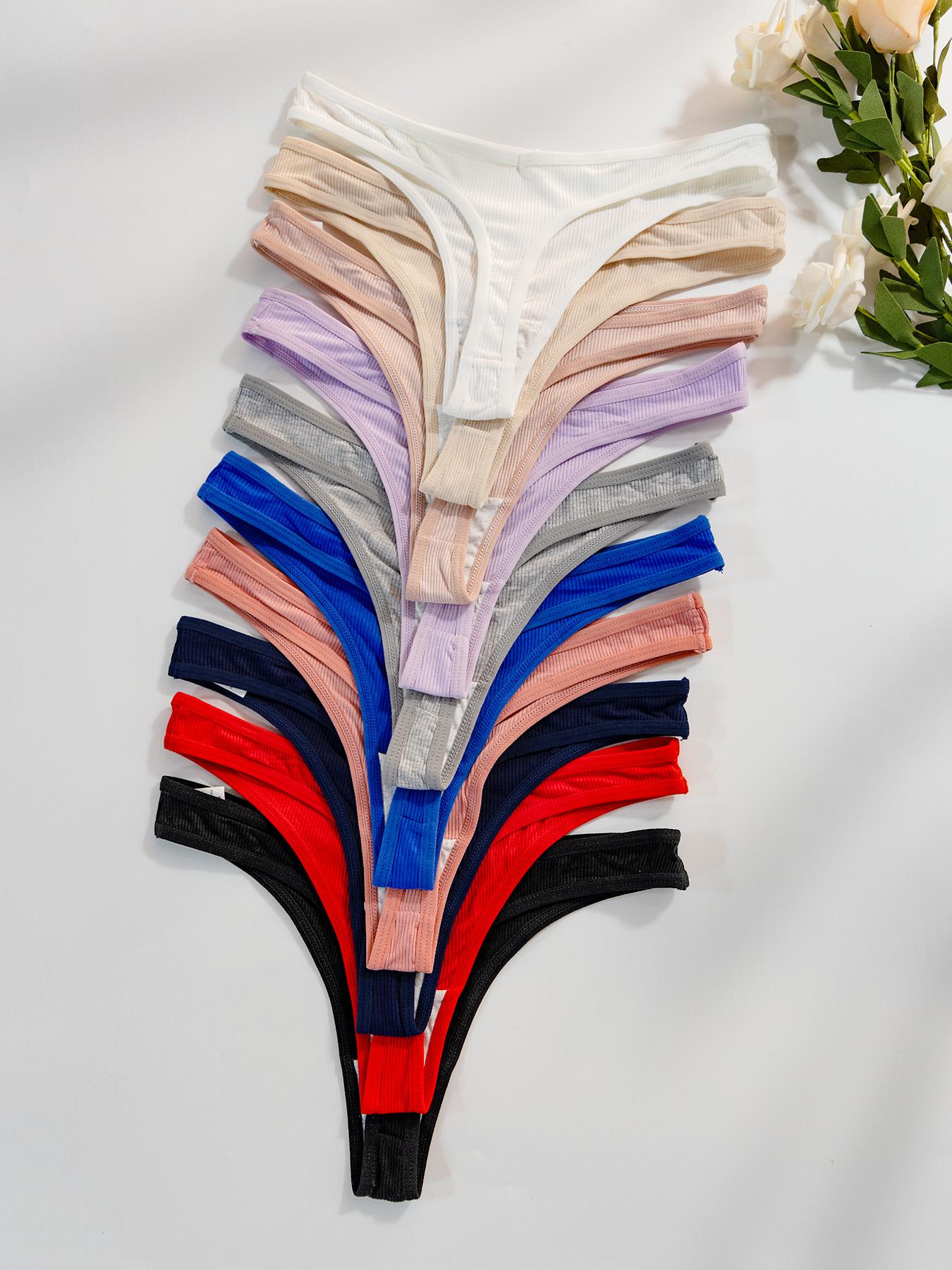 Women's Solid Color Patched Drop Waist Thong, Soft Comfy Breathable Knicker for Daily Wear, Women's Underwear for All Seasons