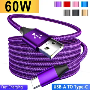 USB-C Fast Charge Data Cable, 60W High-quality Pure Copper Core, 100.58cm/201.17cm, Support 2.0 Data Transmission (up to 480Mbps Transmission), Compatible with Xiaomi, Huawei, Samsung, One Plus Vivo, Oppo, Infinixnote and Other C-connected Devices.