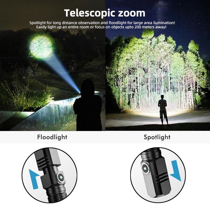 10000 LM mini powerful led flashlight xhp50 built-in battery 3 modes usb rechargeable flashlights flash light edc torch lamp