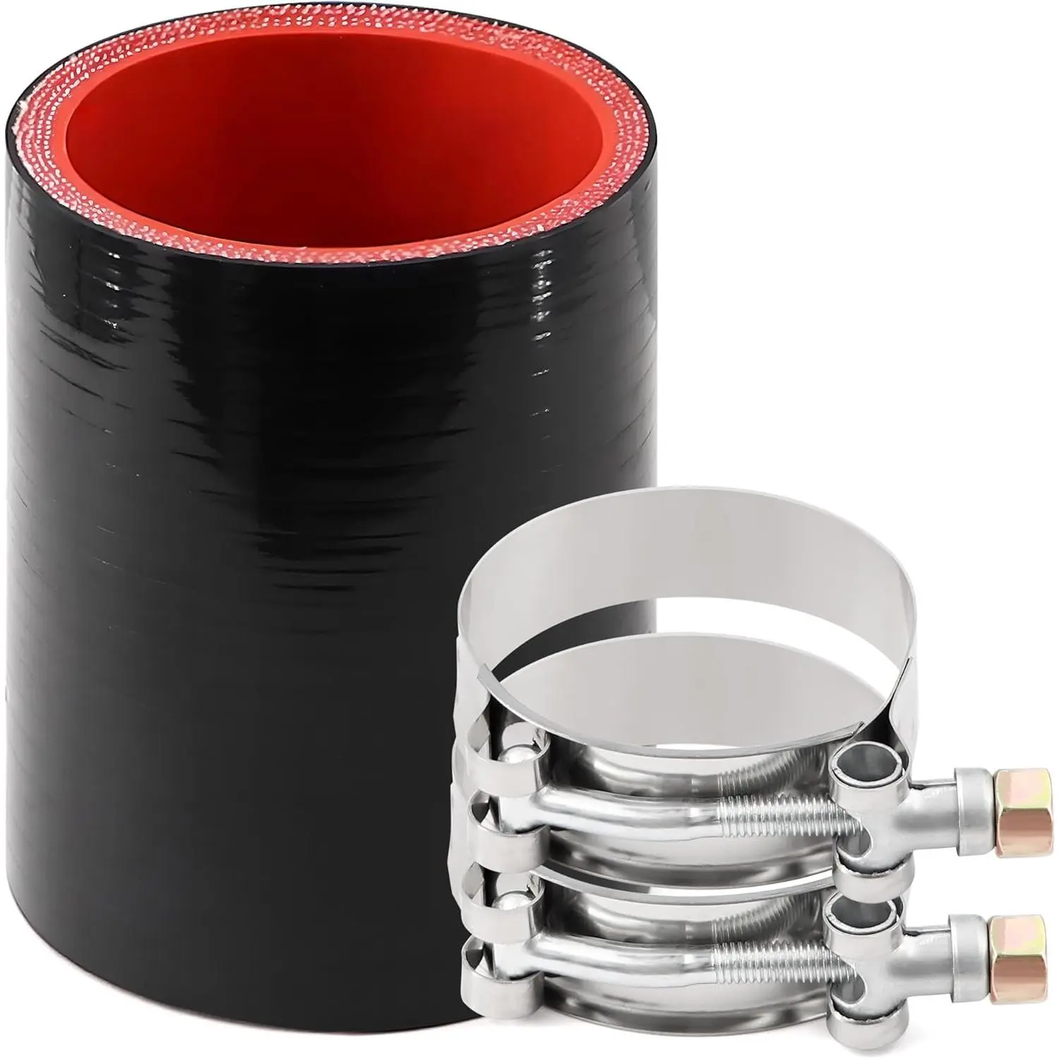 2 Inch(51mm) High-Temperature 4-Ply Reinforced Straight Silicone Hose Performance Coupler, with 2 T-Bolt Clamps, for Turbo Pipe Connections, Turbo Pipes