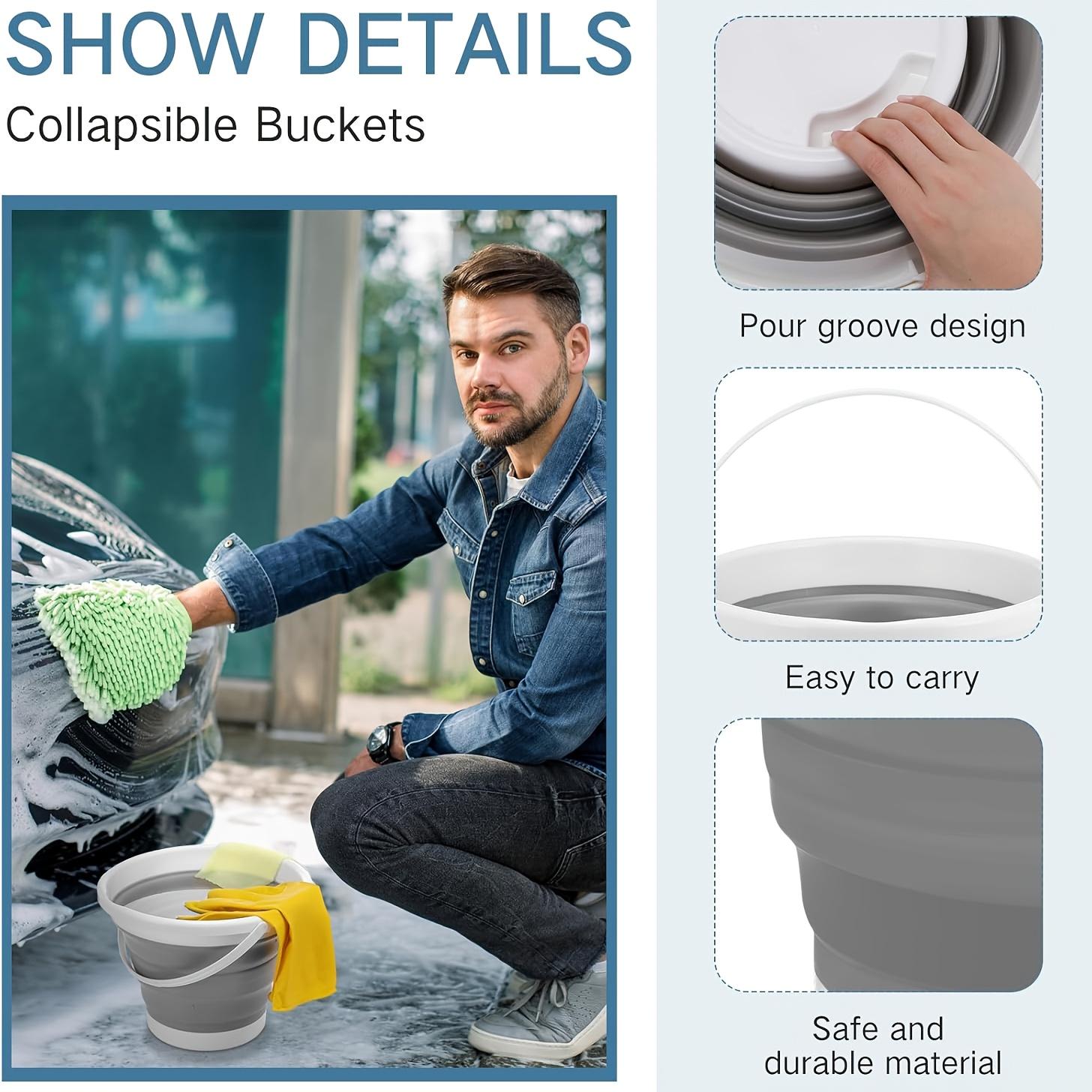 [Collapsible Bucket with Handle] Durable Collapsible Bucket with Handle | Portable Foldable Large Plastic Mop Bucket for Outdoor Camping, Car Washing, Fishing, Kitchen & Bathroom Cleaning - Space-Saving Design, Convenient Carrying, Flexible Storage,summer