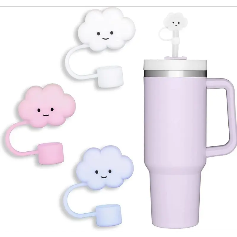 Cute 10mm Straw Cover, 3pcs Cloud Shape Straw Covers Cap for Stanley Cup 40 oz 30 oz Tumbler,Dust-Proof Straw Cap Toppers