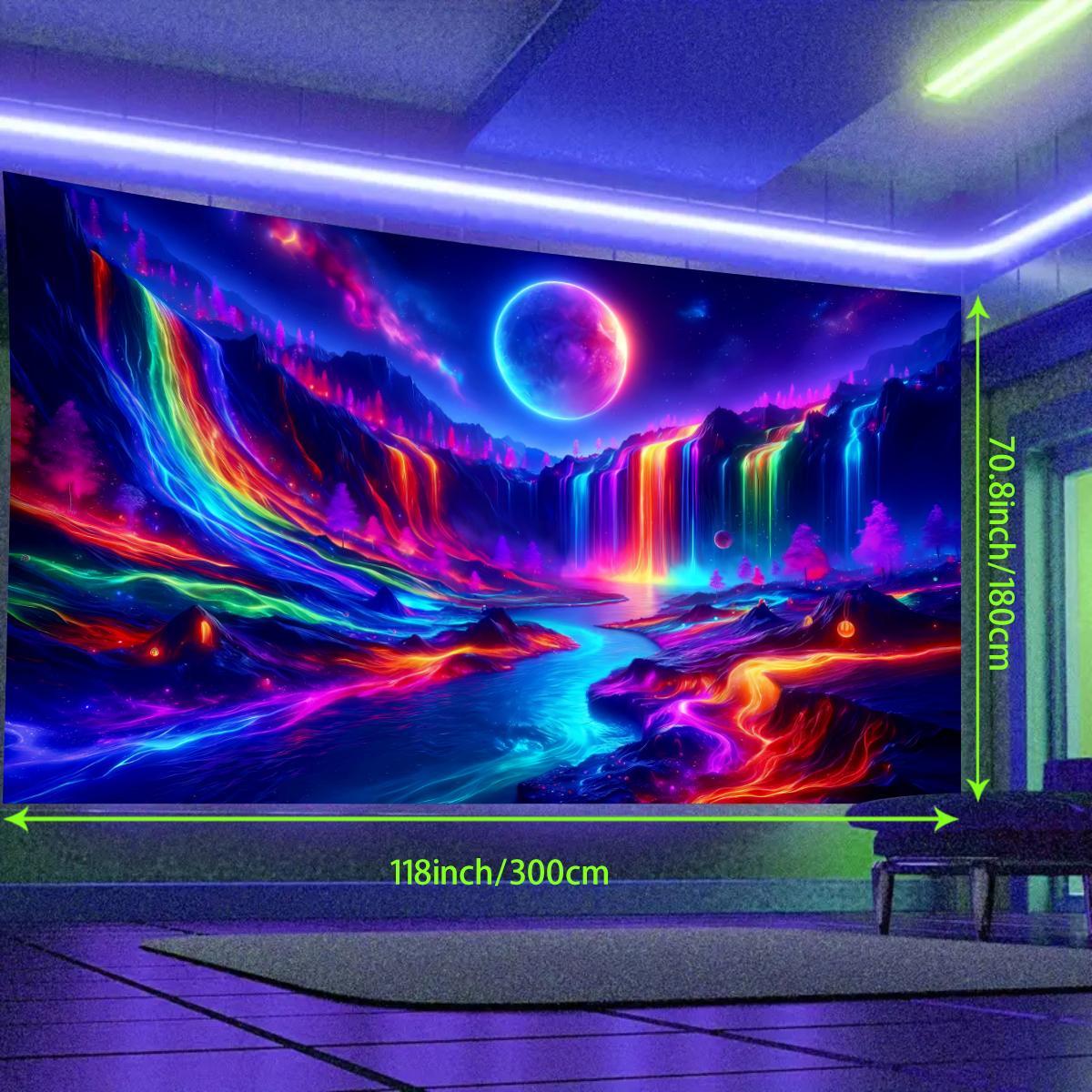 Colorful Waterfall Pattern Tapestry Tapestry, UV Reactive Tapestry, Natural Landscape Wall Hanging, Wall Decoration Art, Tapestry Wall Mural for Home Living Room Bedroom Office