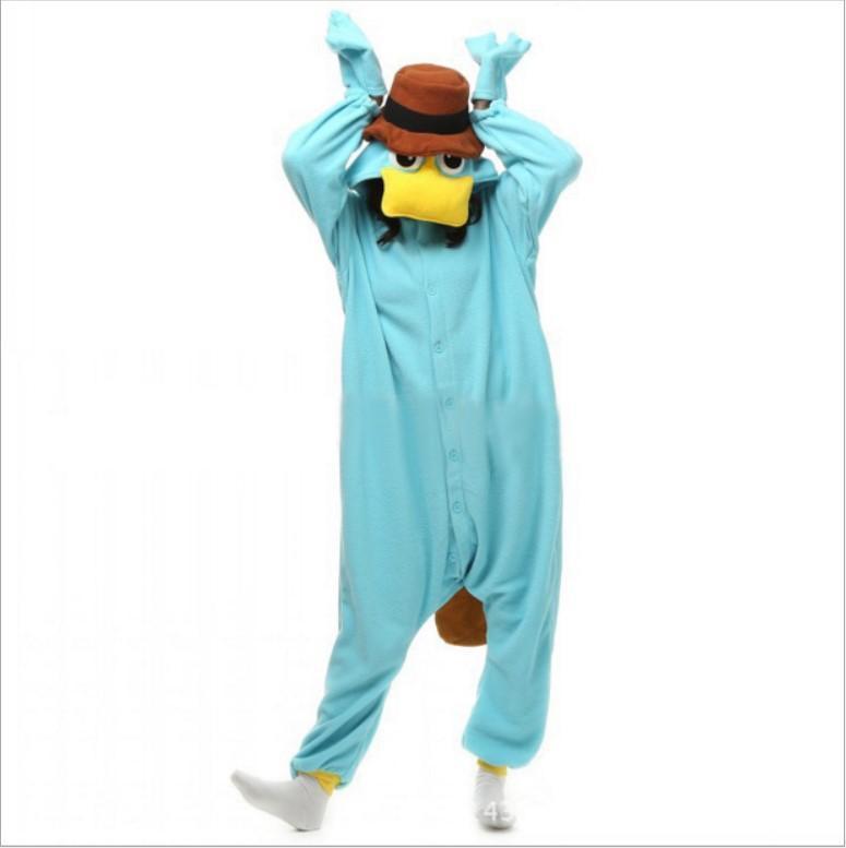 Unisex Perry The Platypus Costumes One Sies Monster Cosplay Pajamas Adult Pyjamas Animal Sleepwear Jumpsuit