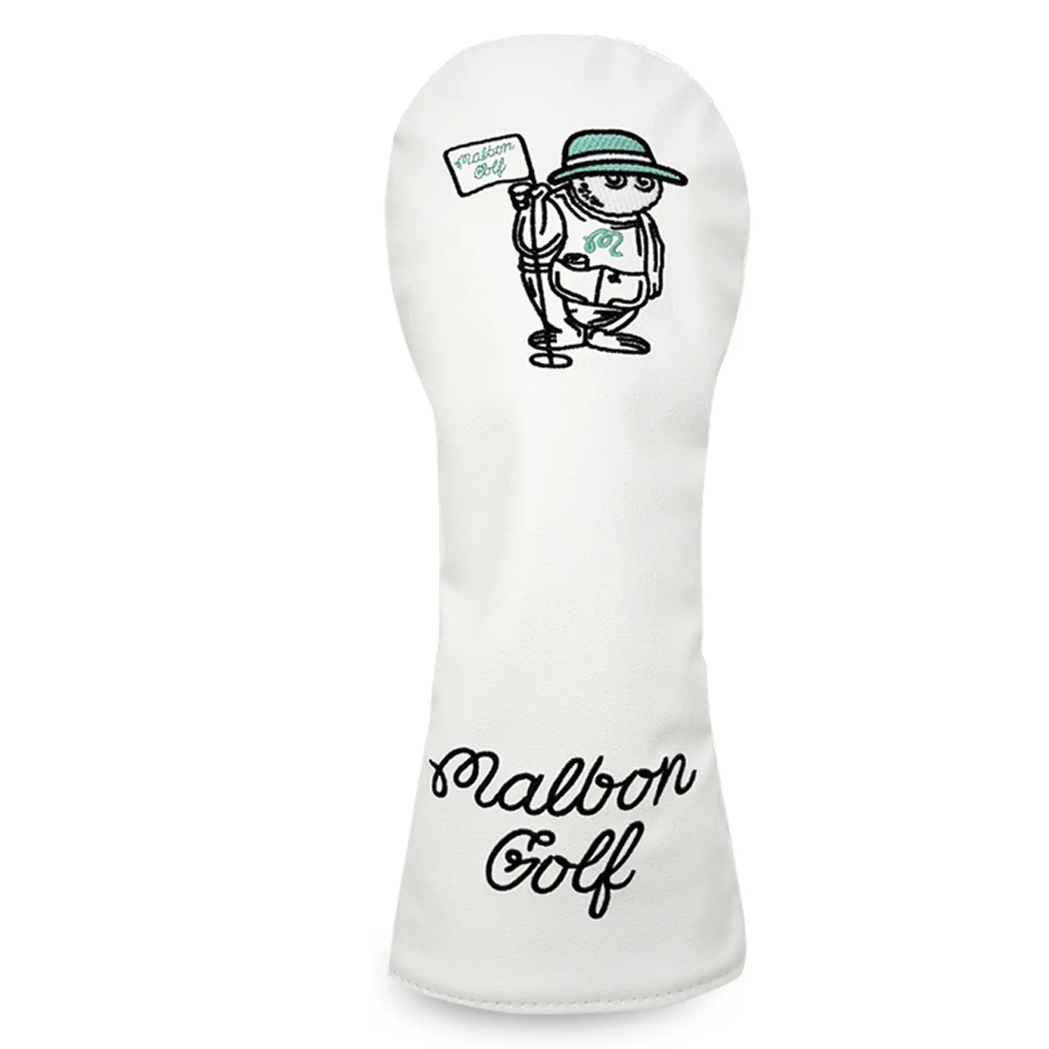 Simple Hand-Drawn Golf Club Head Cover, Cartoon Figure Flag Design, Pure Background, Unisex Golf Protection Sleeve, Golf Accessory