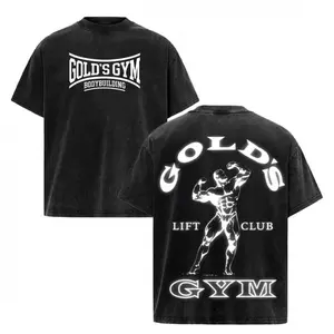 Retro Washed Black Golds Gym Graphic Unisex T-Shirt, Classic Lift Club Bodybuilding Printed Crewneck Tee, Soft Cotton Short Sleeve Casual Top, Trendy Gym Workout Streetwear, Daily Athletic Outfit, Perfect Fitness Gift for Weightlifting Enthusiasts