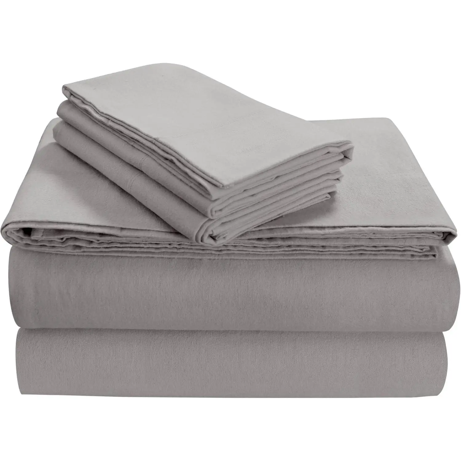 FL170EDPCKIPL Soft 170-GSM Cotton Flannel Pillowcases,Silver Grey,King