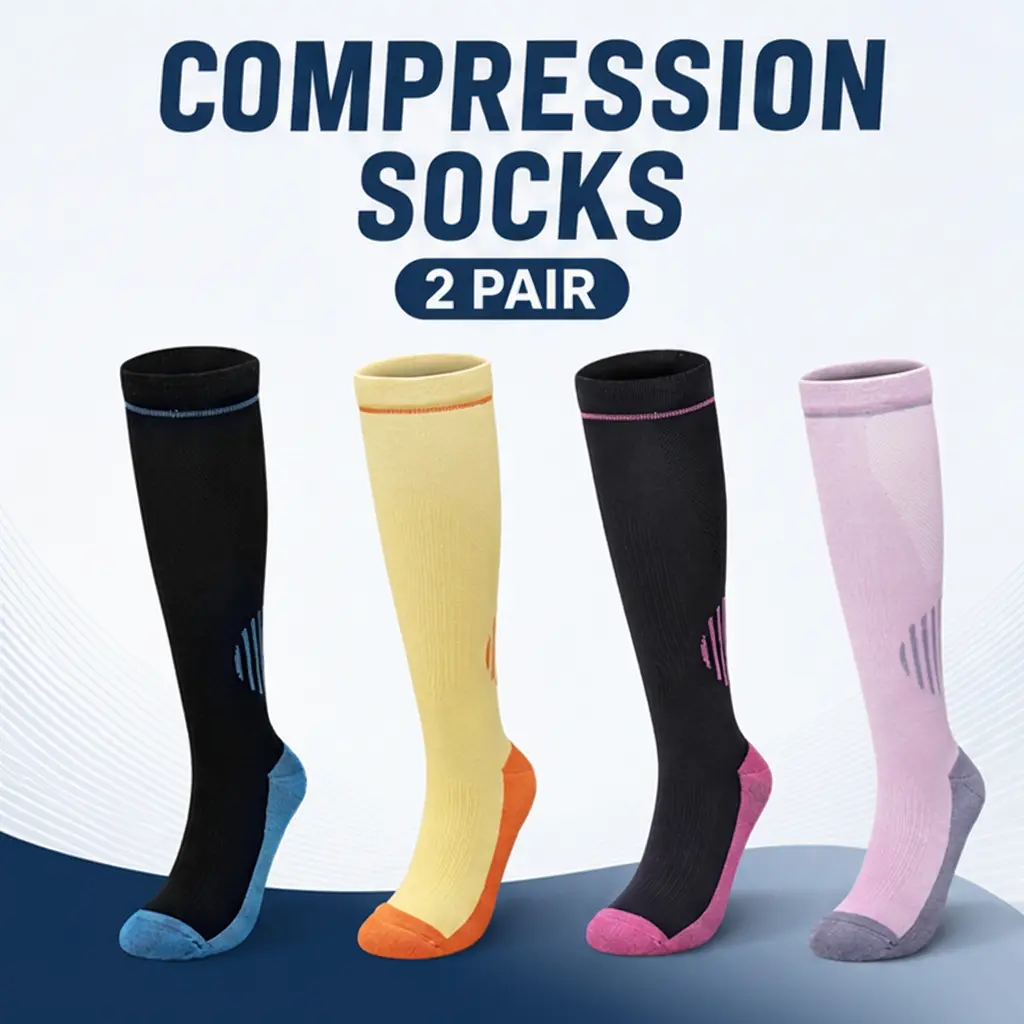 Women's Knee High Compression Socks (2-Pack) - Breathable Athletic Support for Nurses, Running, Travel
