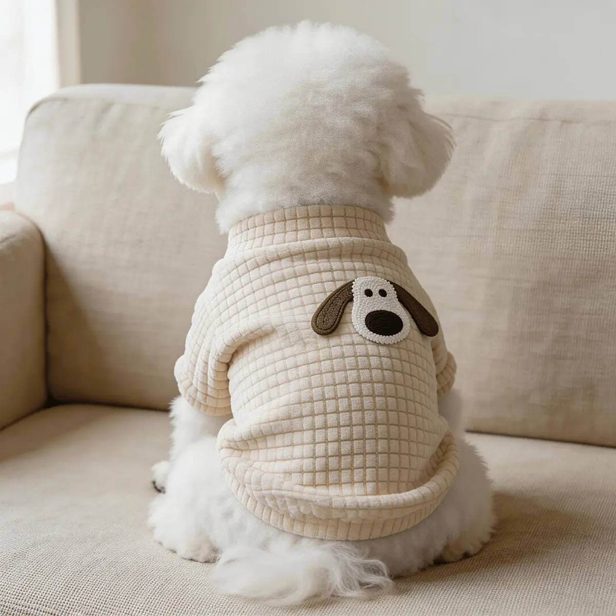 Spring and Autumn New Dog Clothes Huafu Ge Cartoon Embroidery Bixiong Teddy Pomeranian Small Dog Internet Celebrity Pet Knitted Bottom Shirt Puppy Jersey Shirt