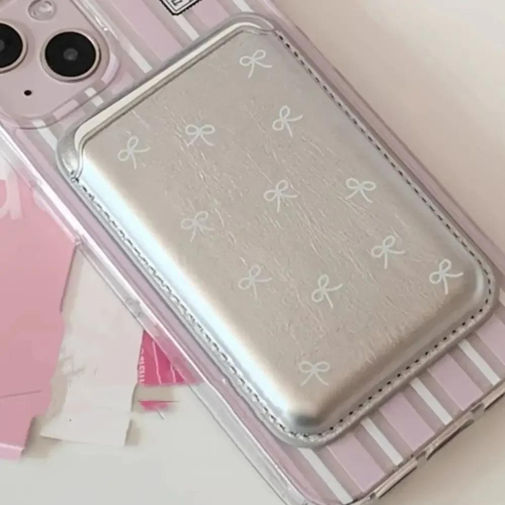 INS Korean Style Cute Bow Magsafe Magnetic Card Clip - Multifunctional Magnetic Wallet Card Holder High Quality Phone Accessory