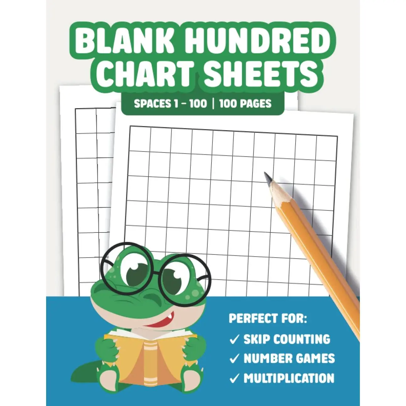 Blank Hundred Chart Sheets | Numbers 1 to 100 Worksheets: Practice Multiplication, Skip Counting and Number  - Paperback