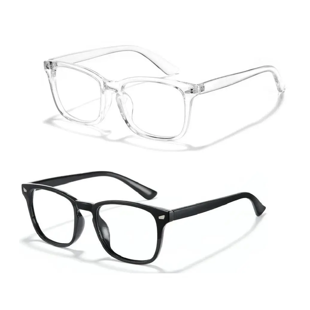 Fashion Square Computer Gaming Glasses, Retro Lightweight Frame, Clear Lens, Comfortable Daily Wear Eyewear