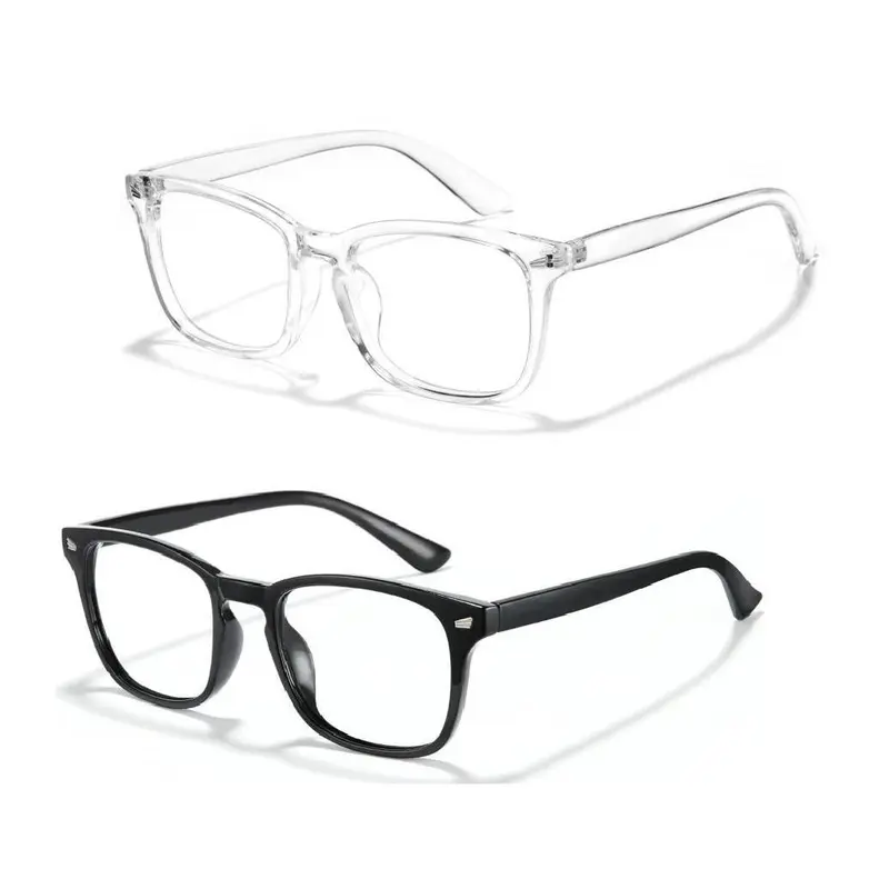 Fashion Square Computer Gaming Glasses, Retro Lightweight Frame, Clear Lens, Comfortable Daily Wear Eyewear