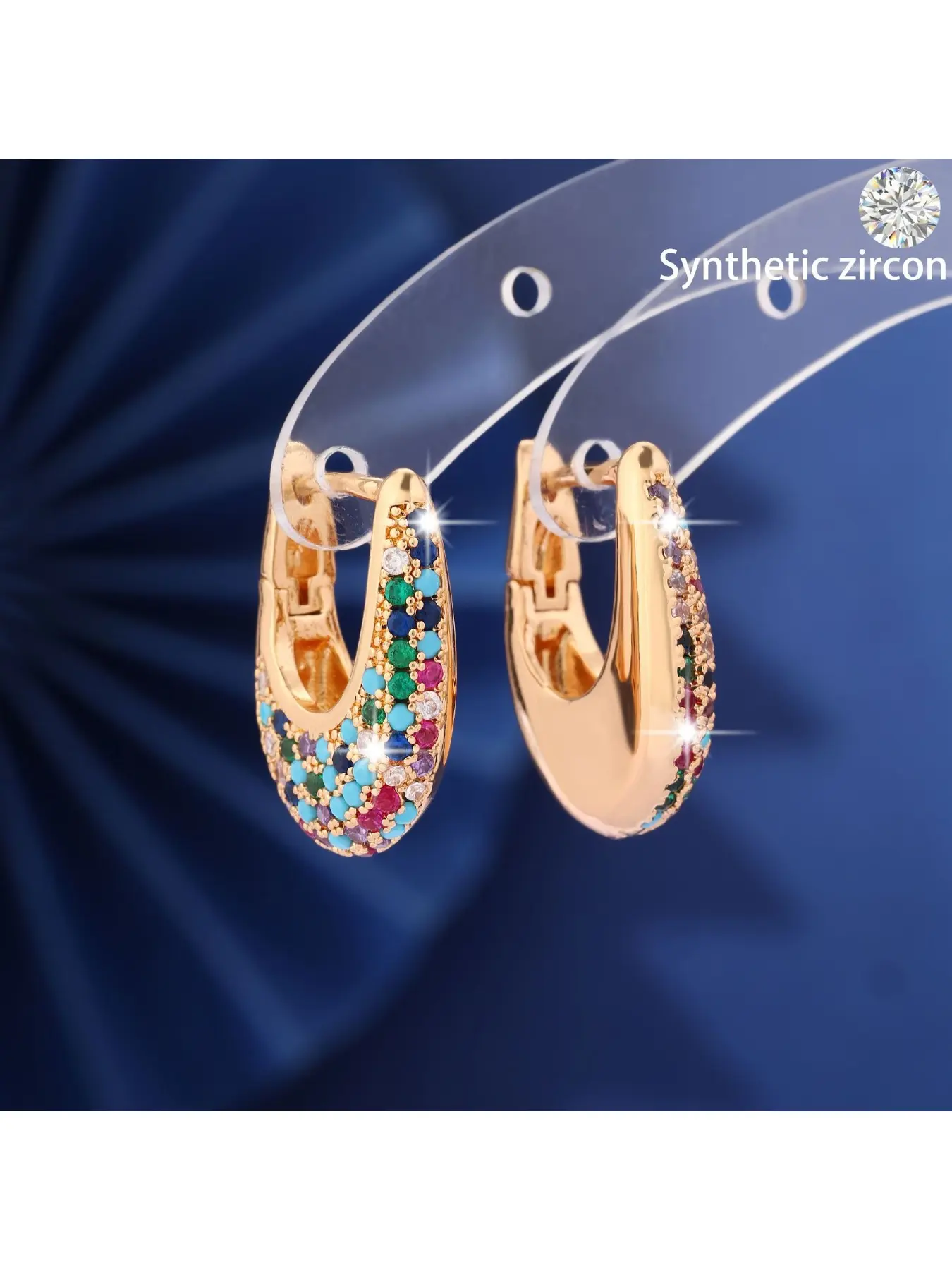 Rose Gold Zircon U-Shaped Earrings