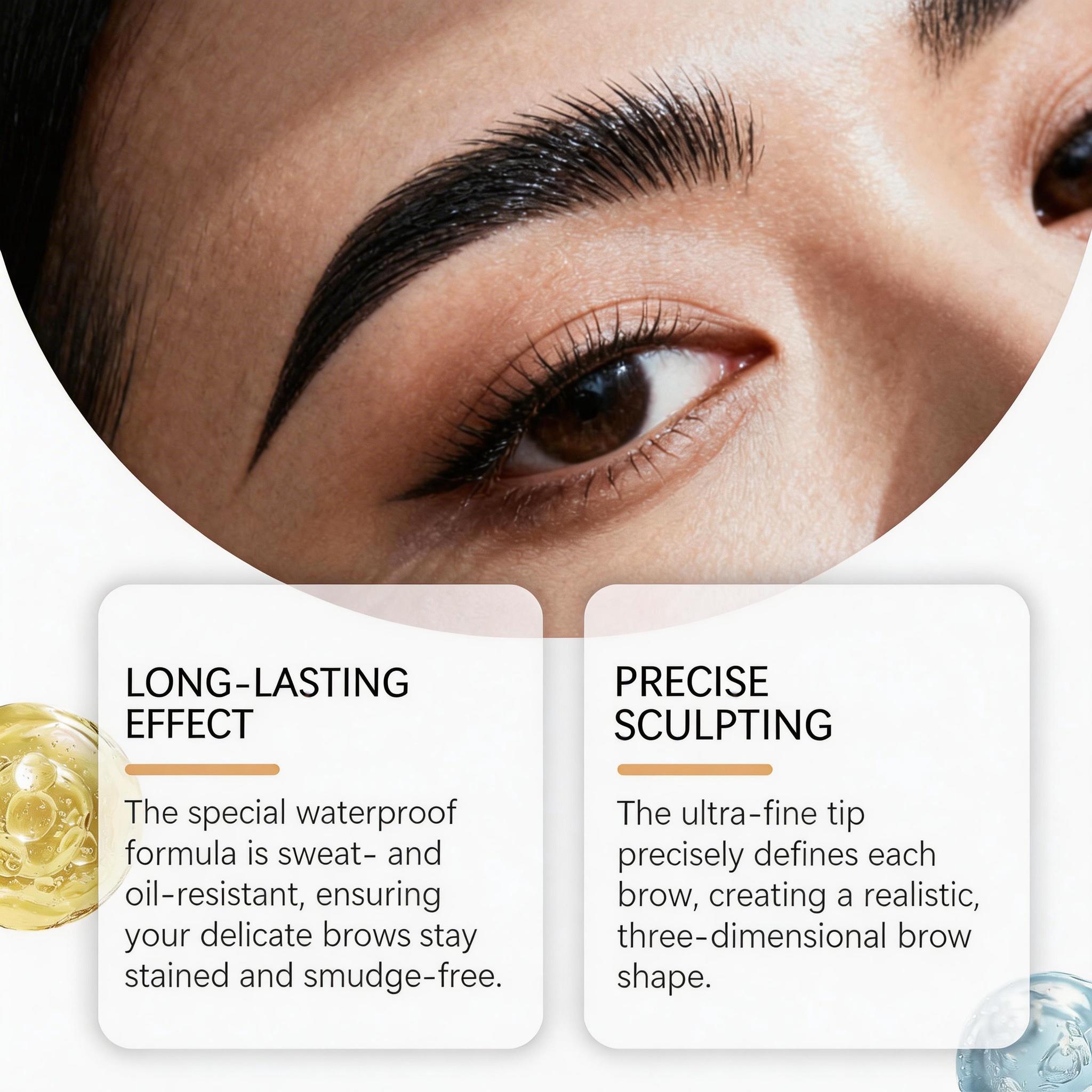 ZEPHOCO 4-Tip Brow Pen Black, VP/DMAPA Acrylates Copolymer Waterproof Film, Ultra-Fine Tip Precise Sculpting, Smooth Clump-Free, Twist-Up Design, Smudge-Resistant All-Day Wear for All Brows