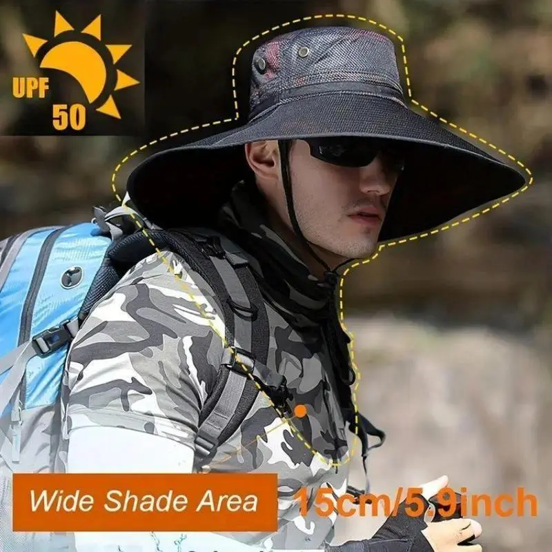 Wide Brim UV Protection Sun Hat for Men & Women | Breathable Outdoor Bucket Hat | Ideal for Fishing, Hiking, Gardening, Camping & Lawn Work | Durable & Lightweight for All-Day Wear