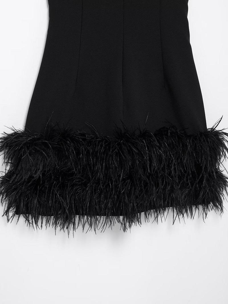 Feather Mini Dress Women Black Sleeveless Corset Dress Woman off Shoulder Party Dresses for Women Luxury Short Dresses