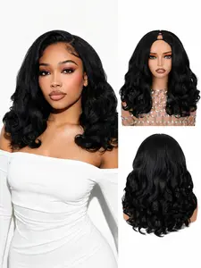 Curly V Part Wig U Part Synthetic Half Wigs for Black Women 18 Inch Half Wig Heat-Resistant Hair Replacement Wig