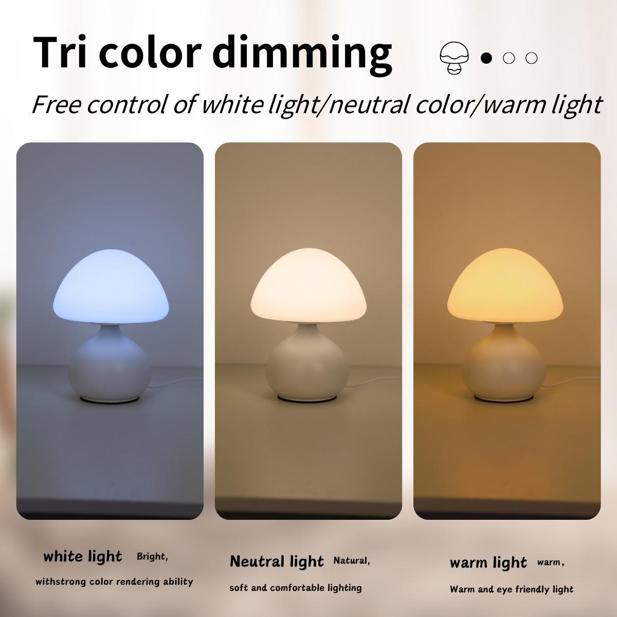 Modern Creative Mushroom Design Table Lamp, USB Powered LED Desk Lamp, Dimmable Soft Light for Home Living Room Bedroom Study Room Decor Indoor Lighting, Led Mood Light