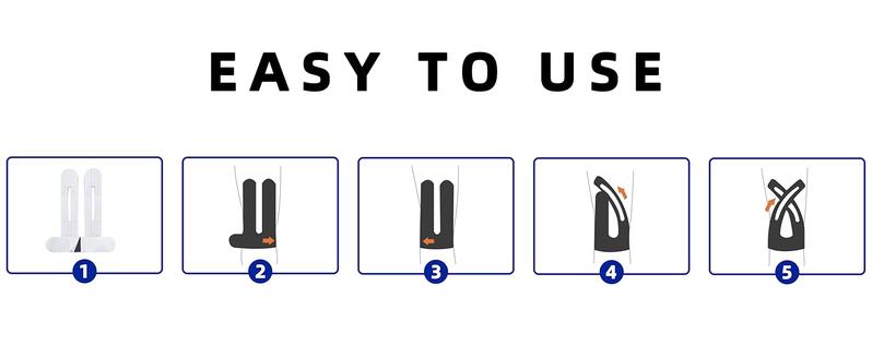 Precut Kinesiology Tape for Knees, 12 Pcs - Knee Support & Stability, Knee Pain Relief Athletic Tape - Waterproof & Elastic, Breathable Hypoallergenic Latex-Free Tape, Black