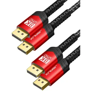 8K DisplayPort Cable 10ft 2 Pack, DP to DP Cable(8K@60Hz, 2K@240Hz, 4K@144Hz, 32.4Gbps) Compatible with Gaming Laptop TV PC Computer Monitor-Red