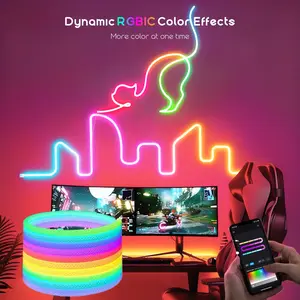 1 Box of RGBIC Nylon Neon, Smart LED Strip with App And USB Control, Wall-Mounted Flexible Nylon Light Strip, Rope Light, LED Game Room Decoration Light, Music Synchronization, Timer, USB Powered, for Indoor Room, Office, Display Cabinet, Smart Led Lights