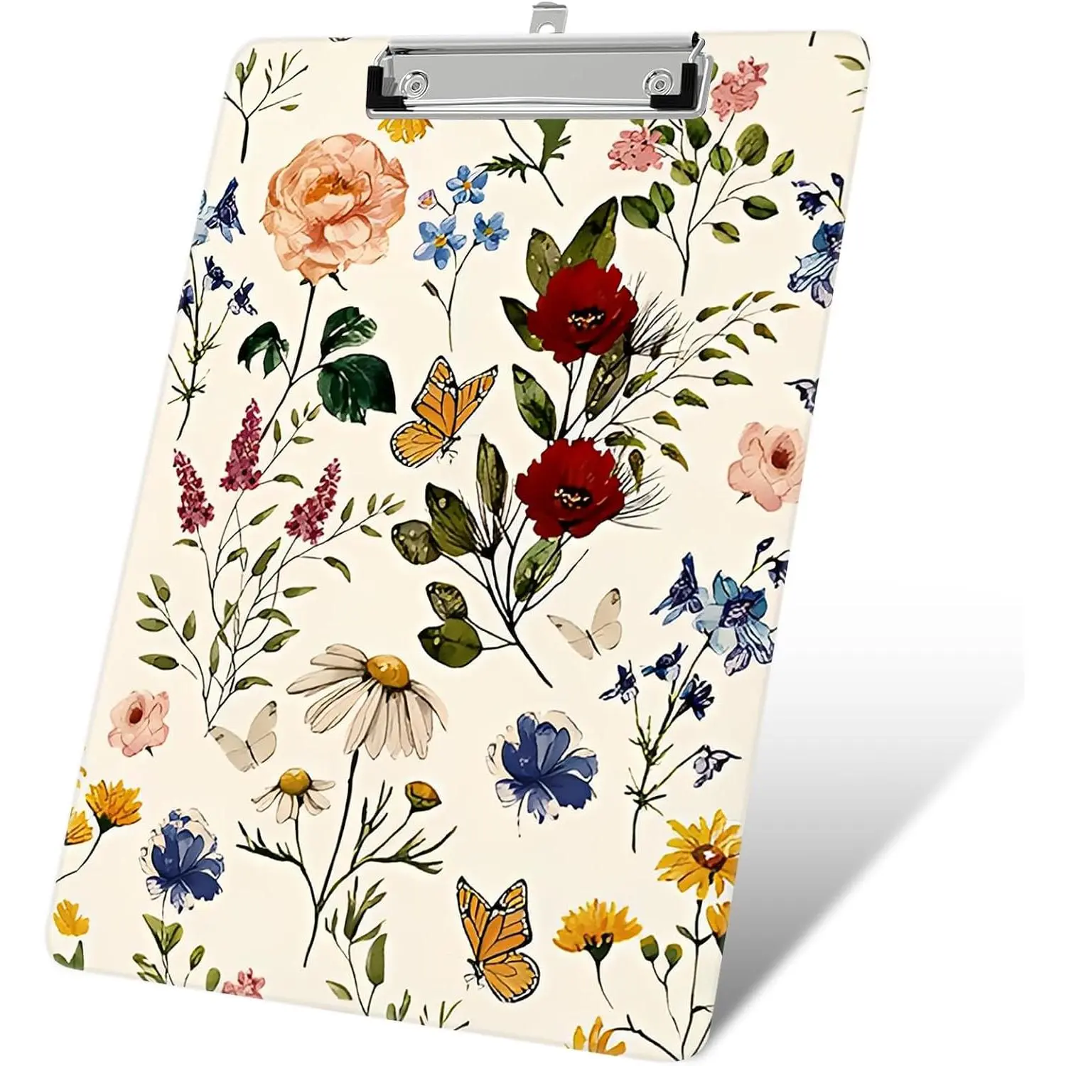 Plastic A4 Clipboard, Cute Fashion Clipboard Decorative, 12.2" x 8.7" | Standard A4 Size Clipboards,  Clipboard for Teacher, Social Worker, Students,Women, Office Supplies (Wildflower Night)