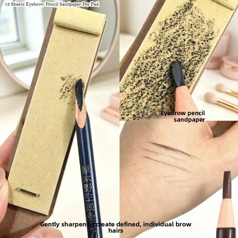 Notepad-Style Eyebrow Pencil Sanding Board, Professional Pencil Sharpening Sandpaper for Makeup Artists, Tip Polishing Tool for Art Students, Quick Pencil Sharpening Gadget for Lazy Users