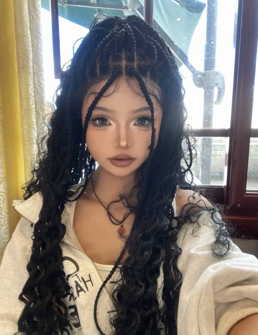 Hot Girl African Braid, Latin American Curl, Full Lace Hand-Woven Wig