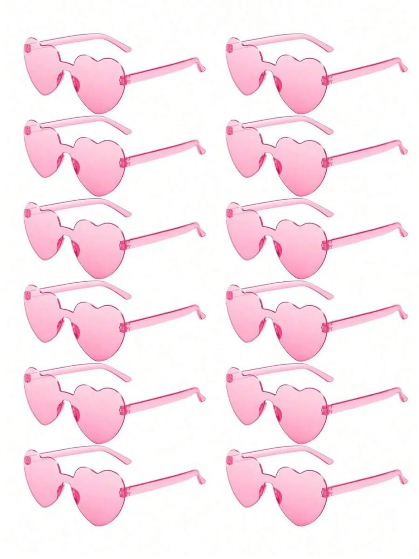12 Pairs Heart-Shaped Frameless Party Glasses, Unisex Decorative Eyewear, Perfect for Parties, Friends, Couples, Candy Color Fashion